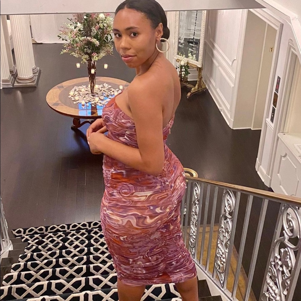 WORN ONCE: Multicolor strapless dress